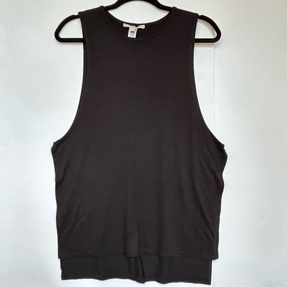Express One Eleven Black Flowy Open Side Tank Top Size S
